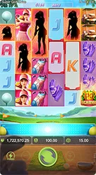 Super Golf Drive · Pantau panel angka di bawah spanduk biru untuk memeriksa saldo aktif serta nominal taruhan sebelum memutar gulungan.